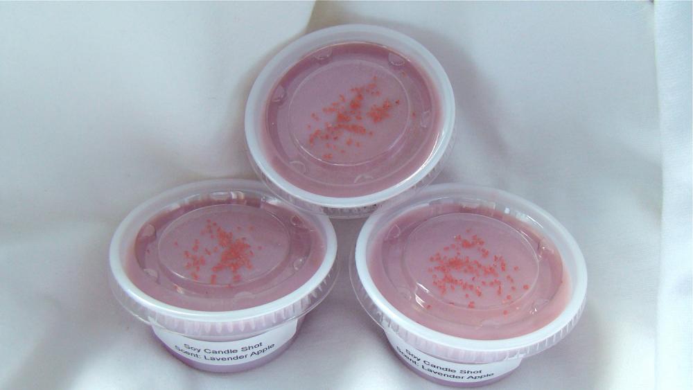 Handmade 100% All Natural Soy Candle Shots In Lavender Apple, Set Of 3